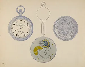 Numeral Prints: Watch, Dial and Frame, c. 1936. Creator: Harry G Aberdeen