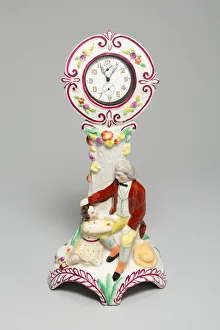 Watch and Stand, Staffordshire, c. 1830. Creator: Staffordshire Potteries Watch and Stand, Staffordshire, c. 1830. Creator: Staffordshire Potteries