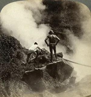 Boiling Prints: Watching an eruption of steam and boiling mud halfway up the volcano of Aso-san