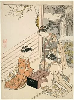 Chuban Surimono Gallery: Watching the Game, c. 1766. Creator: Suzuki Harunobu