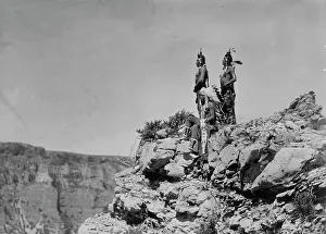 Apsaroke Prints: Watching the signal, c1905. Creator: Edward Sheriff Curtis
