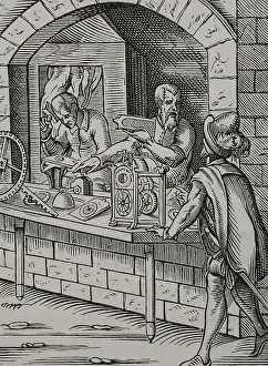Watchmaker workshop, 16th century (1877). Creator: Jost Ammon