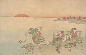 Yoke Gallery: Three Water Carriers at the Shore, late 18th century. Creator: Katsukawa Shunko