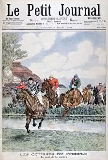 Competitive Gallery: The water jump at the steeplechase, Auteuil, 1903