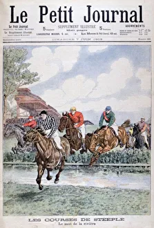 Steeplechase Prints: The water jump at the steeplechase, Auteuil, 1903