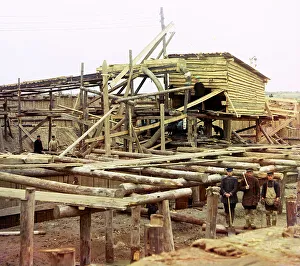 Water Amenities Prints: Water pumps, Beloomut, 1912. Creator: Sergey Mikhaylovich Prokudin-Gorsky