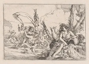 Neptune Gallery: Water, represented by a naiad seated at the base of a tree... 1640-60