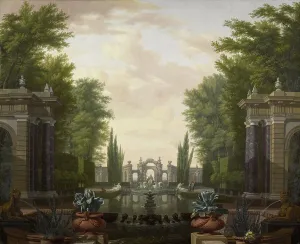Garden Design Prints: Water Terrace with Statues and Fountains in a Park, 1700-1744. Creator: Isaac de Moucheron