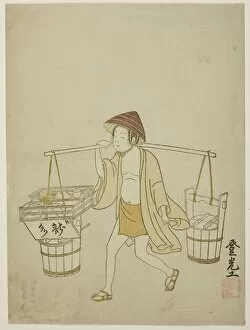 Chuban Surimono Gallery: A water vendor, 1765. Creator: Suzuki Harunobu