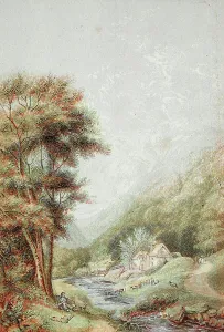Water Mill Prints: Water Mill on the Wye, c1850. Creator: George Baxter