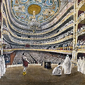 Foundation Gallery: Watercolor representing the interior of the Gran Teatro del Liceo, study for the