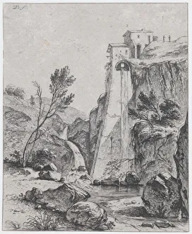 Second State Of Three Prints: Waterfall after Breenberg, 1764. Creator: Jean-Jacques de Boissieu