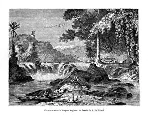 Waterfall, British Guiana, South America, 19th century. Artist: E de Berard