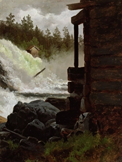 Tidemand Adolph Prints: A Waterfall, c1834-1876. Creator: Adolph Tidemand