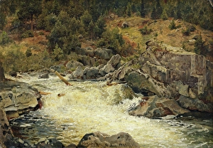 Professor Hans Gude Prints: Waterfall in Hallingdal, 1848. Creator: Hans Gude