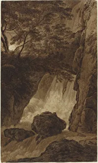 Kobell Franz Prints: A Waterfall by Moonlight. Creator: Franz Kobell