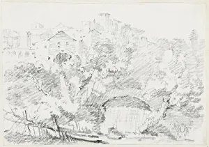 Vien Joseph Marie I Prints: A Waterfall near a Hilltown in Italy, 1744/1750. Creator: Joseph-Marie Vien the Elder