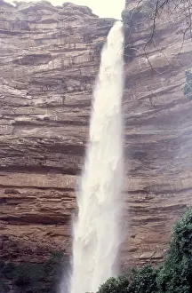 West African Prints: Waterfall after rain, Bandiagara Escarpment, Pays Dogon, Mali, 1990. Creator: Amanda Waite