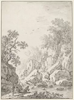 Dietzsch Johann Christoph Gallery: A Waterfall by Rock Cliffs, 1750s(?). Creator: Johann Christoph Dietzsch