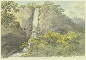 Chalk On Paper Prints: Waterfall between two rocks, c1775-1779. Creator: Georg Melchior Kraus