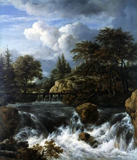 Images Dated 19th September 2005: A Waterfall in a Rocky Landscape, 1660-70. Artist: Jacob van Ruisdael