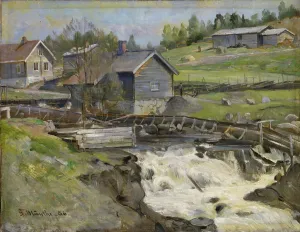 Weir Prints: Waterfall at Stange in Hedmark, 1886. Creator: Gerhard Munthe