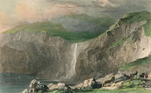 T Allom Prints: Waterfall & Stone Quarry, Near Boscastle, 1832. Artist: William Alexander Le Petit