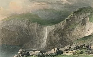 Thomas Allom Gallery: Waterfall & Stone Quarry, Near Boscastle, 1832. Artist: William Alexander Le Petit