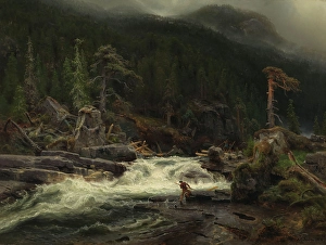 Flowing Prints: Waterfall in Telemark, 1852. Creator: Herman August Cappelen