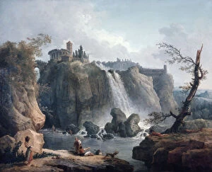 Laying Gallery: The Waterfall at Tivoli, 18th / early 19th century. Artist: Hubert Robert