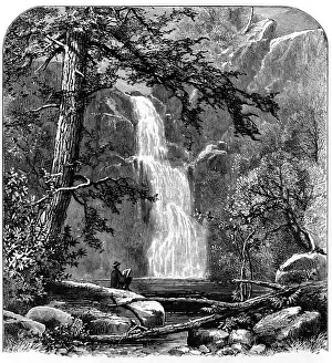 Sketching Gallery: Waterfall in the Yosemite Valley, California, USA, c1875