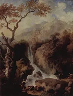 Dietrici Prints: Waterfalls in the Environs of Rome, 1755. Creator: Christian Wilhelm Ernst Dietrich