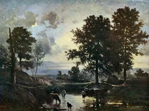 Constant Prints: Watering Cattle, early 1850s, (1912). Artist: Constant Troyon