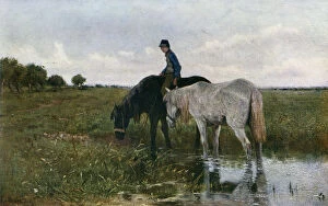 Anton Mauve Gallery: Watering Horses, 1871, (1912).Artist: Anton Mauve