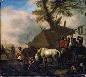 Traveller Collection: The Watering Place, 17th century. Artist: Philips Wouwerman