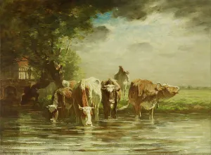 Thirsty Prints: A Watering Place, 1909. Creator: Horatio Walker