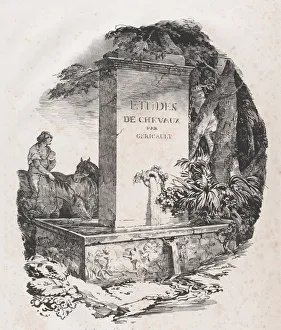 Gericault Theodore Prints: Watering Trough, Title Page of Studies of Horses'(Etudes de Chevaux), 1822