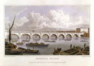Sir John Rennie Prints: Waterloo Bridge, London, across the Thames, 1817. Artist: Thomas Hosmer Shepherd