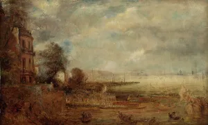 Constable John Prints: Waterloo Bridge Seen From Whitehall Stairs, c1829. Creator: John Constable