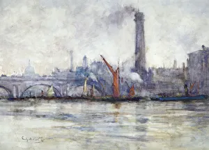 Waterloo Bridge Gallery: Waterloo Bridge and St Pauls from the Embankment, c1875-1934