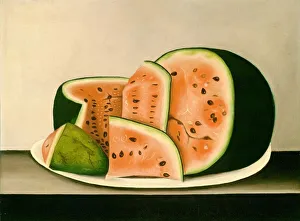 Watermelon Prints: Watermelon on a Plate, mid 19th century. Creator: Unknown