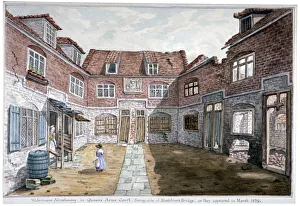 Almshouse Gallery: Watermens Almshouses in Queens Arms Court, Upper Ground Street, Southwark, London, 1839