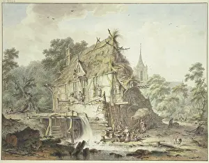 Mill Prints: A watermill with many figures, 1778. Creator: Hendrik Meijer