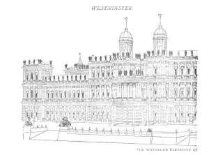 The Waterside Elevation of Inigo Jones Proposed Palace, c1897. Artist: William Patten The Waterside Elevation of Inigo Jones Proposed Palace, c1897. Artist: William Patten
