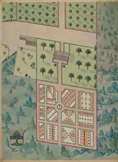Watts Prints: Watts Estate and Garden, c. 1936. Creator: Helen Miller