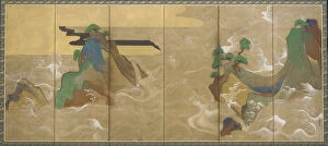 Byobu Gallery: Waves at Matsushima, Early 17th cen.. Artist: Sotatsu, Tawaraya (active Early 17th cen.)