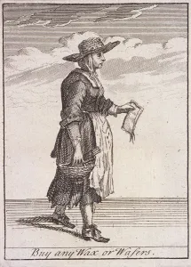Marcellus Laroon Prints: A wax and wafer seller, Cries of London, (c1688?)