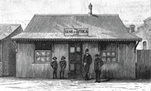 The Graphic Gallery: On the way to the Transvaal Gold Fields; The Bank of Africa, Johannesburg; as it was...1887, 1890