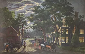 American School 19th Century Prints: The Wayside Inn, pub. 1864 Currier & Ives (Colour Lithograph)