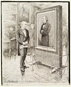 Disraeli Prints: W.E. Gladstone Looking at a Portrait of Disraeli
